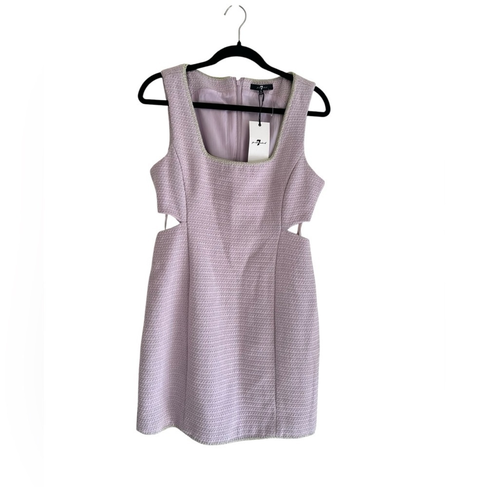 7 For All Mankind Women's Lavender Sleeveless Cutout Tweed Mini Dress Size M